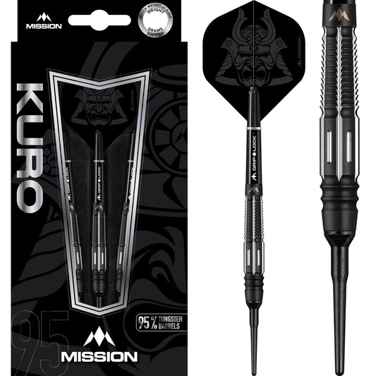 Mission Kuro Darts - Soft Tip - Black-  M4 - Rear Taper 19g