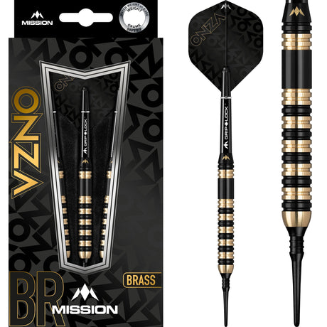 Mission Onza Darts - Soft Tip Brass - M3 - Black & Gold 20g