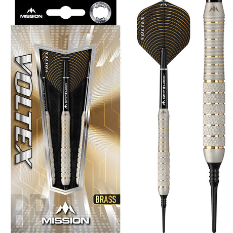 Mission Voltex Darts - Soft Tip Brass - M1 - Silver - Knurled 21g