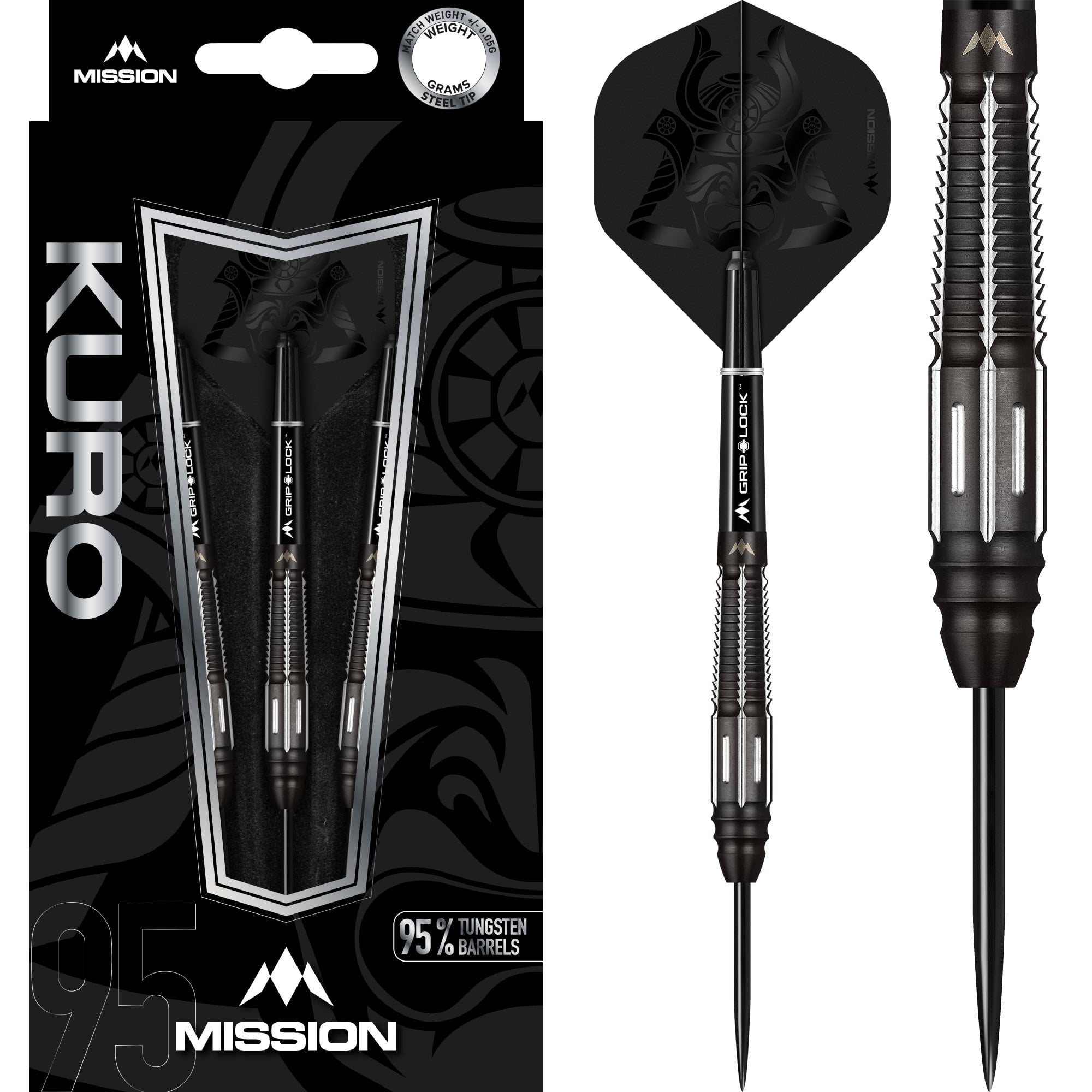 Mission Kuro Darts - Steel Tip - Black - M4 - Rear Taper
