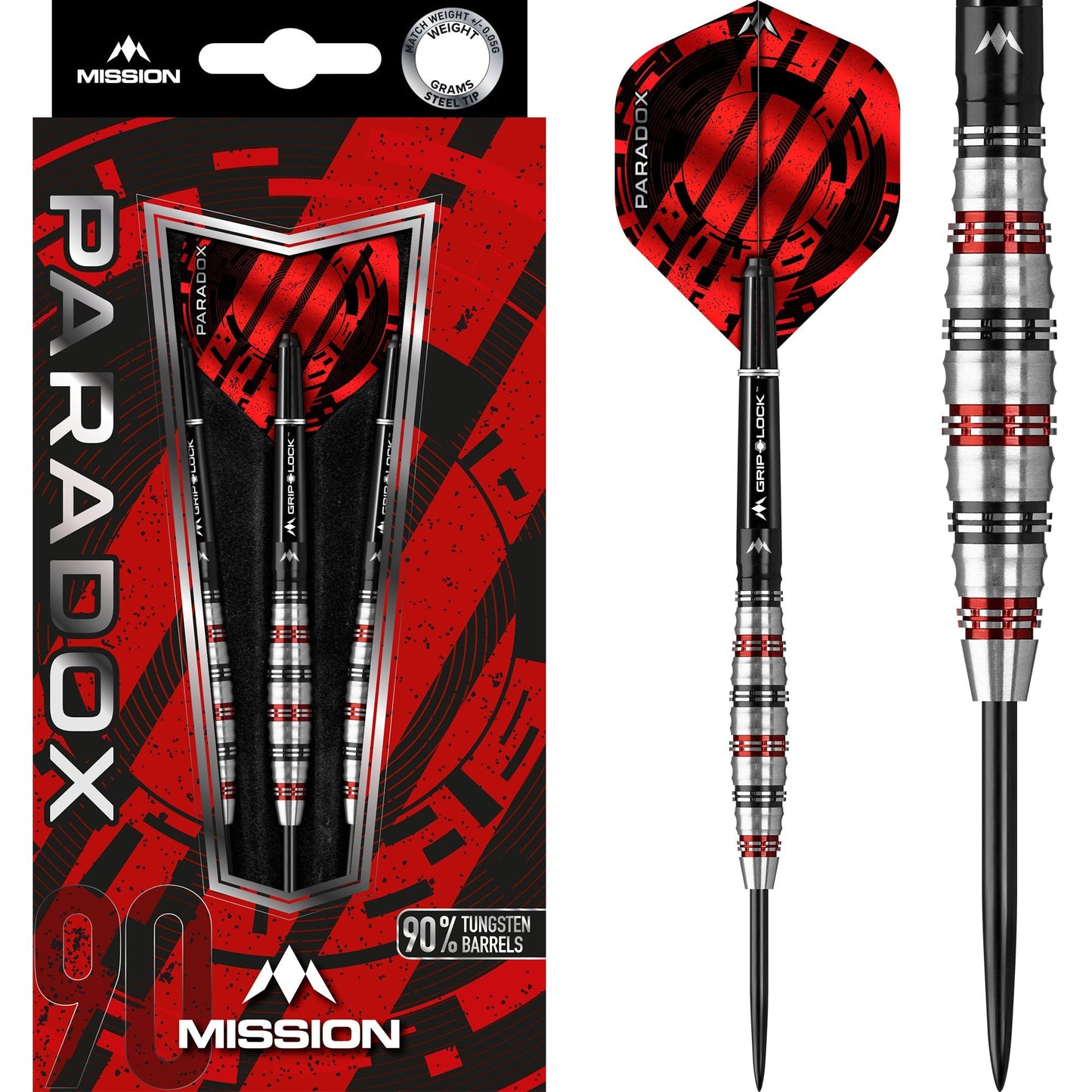 Mission Paradox Darts - Steel Tip - Curved - M2 - Electro Black & Red 22g