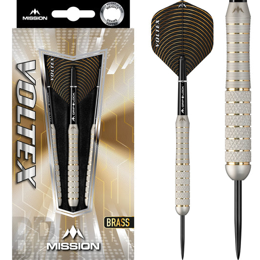 Mission Voltex Darts - Steel Tip Brass - M1 - Silver - Knurled 21g
