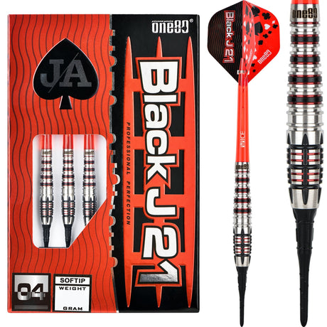 One80 Black J21 Darts - Soft Tip - Model 04 19g