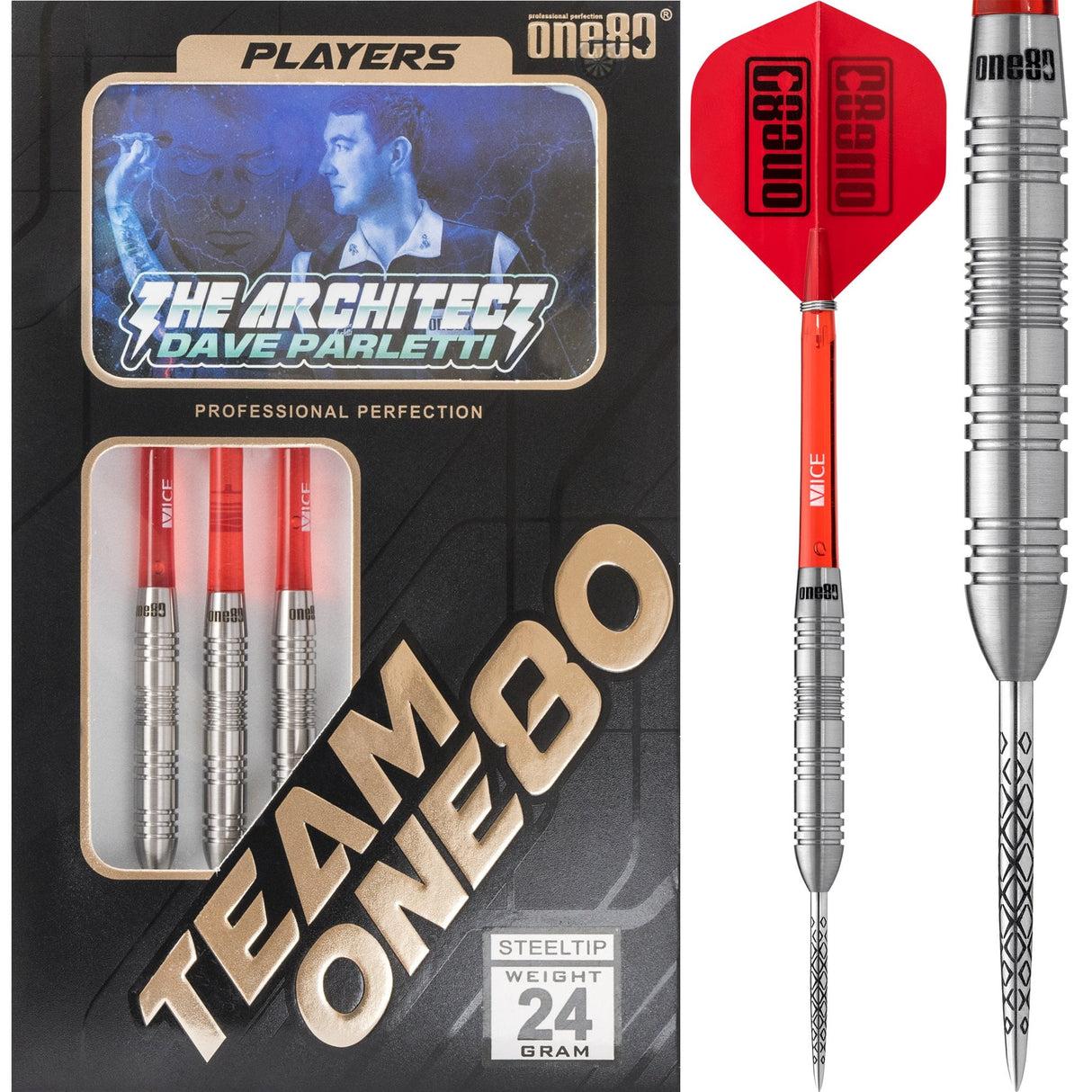 One80 Dave Parletti Darts - Steel Tip - The Architect - 24g PERS