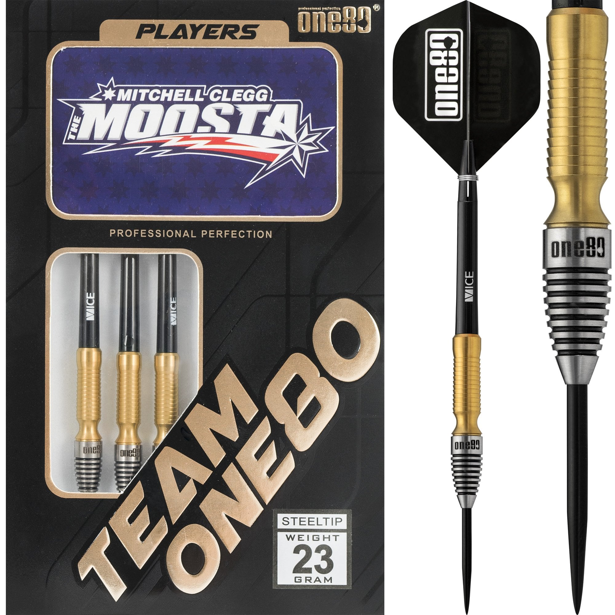 One80 Mitchell Clegg Darts - Steel Tip - Moosta - 23g