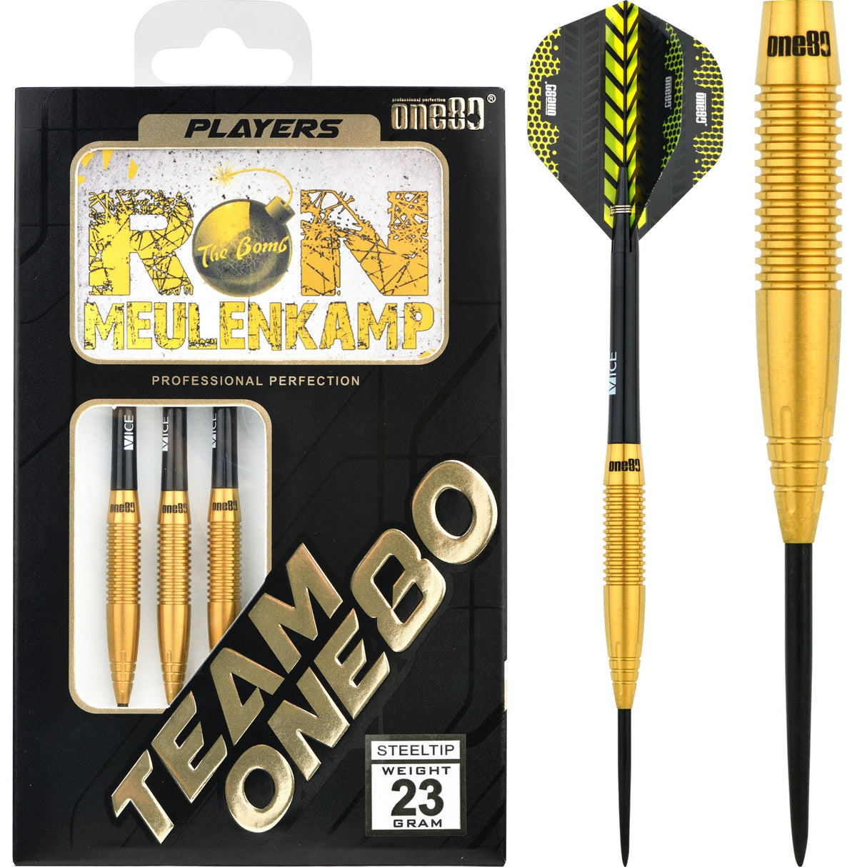 One80 Ron Meulenkamp Darts - Steel Tip - The Bomb - 23g PERS