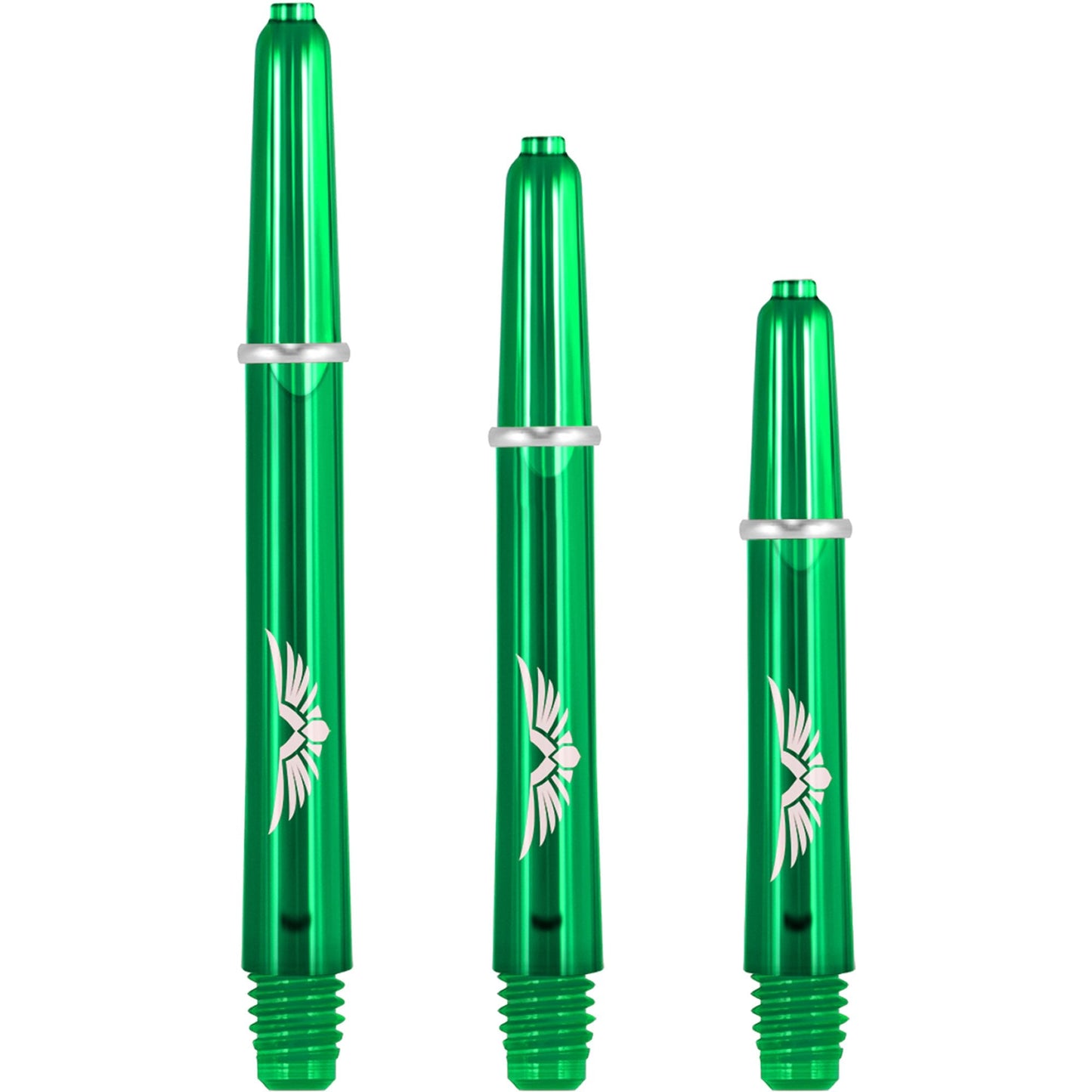 Shot Eagle Claw Dart Shafts - with Machined Rings - Strong Polycarbonate Stems - Green