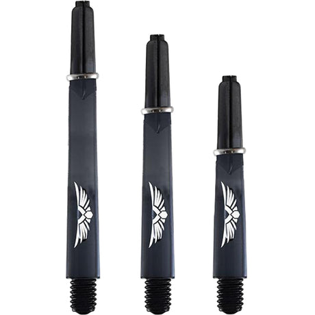 Shot Eagle Claw Dart Shafts - with Machined Rings - Strong Polycarbonate Stems - Clear Black