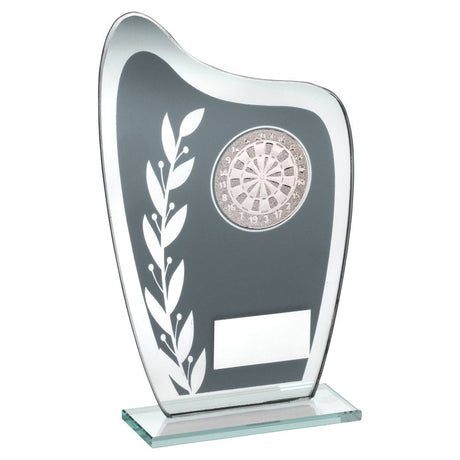 Glass Award - Silver Wave with Dartboard Trophy
