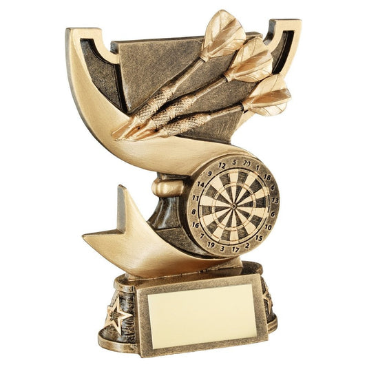 Cup Ribbon with Dartboard - Bronze Resin Trophy Award