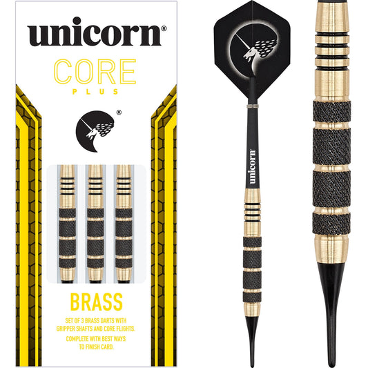Unicorn Core Plus Brass Darts - Soft Tip - Black Knurl