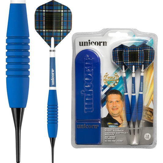 Unicorn Gary Anderson Darts - Soft Tip Barrels - Rubberised Blue 18g