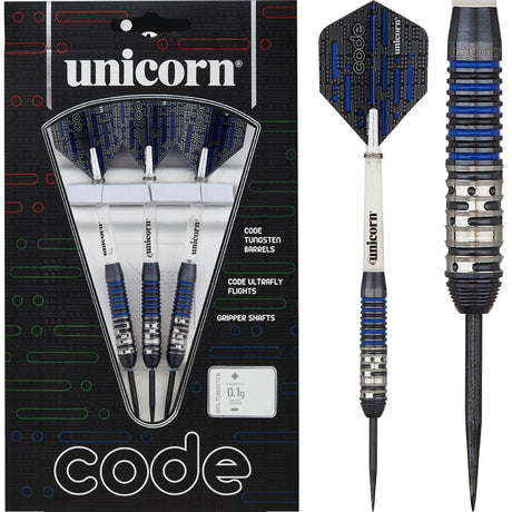 Unicorn Code Darts - Steel Tip - Black Titanium - Blue