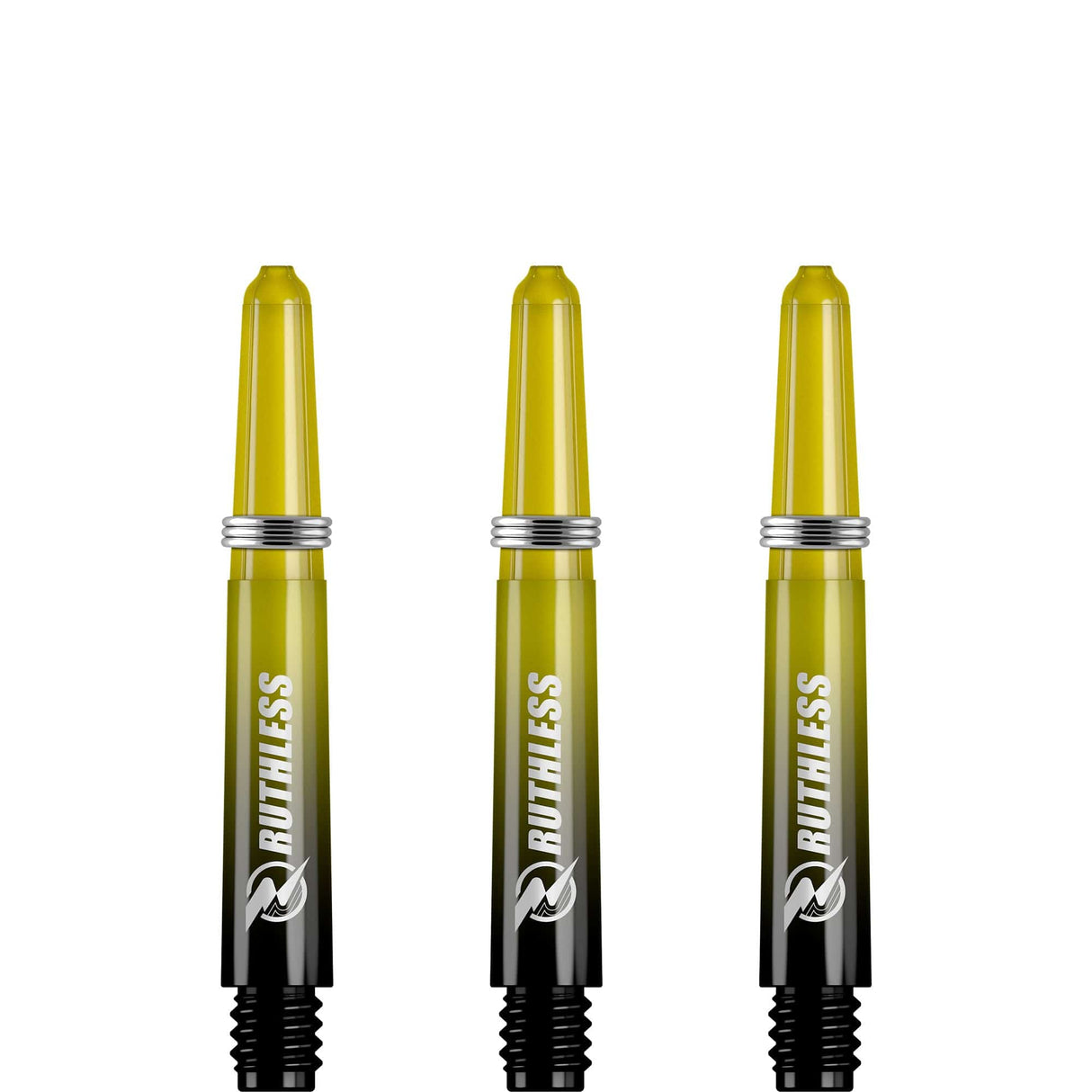 Ruthless Deflectagrip Plus Dart Shafts - Polycarbonate Stems with Springs - Yellow Short