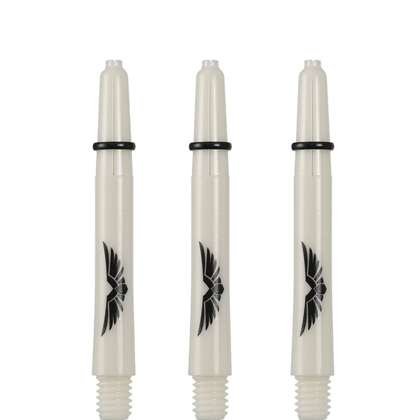 Shot Eagle Claw Dart Shafts - with Machined Rings - Strong Polycarbonate Stems - Bone White Tweenie