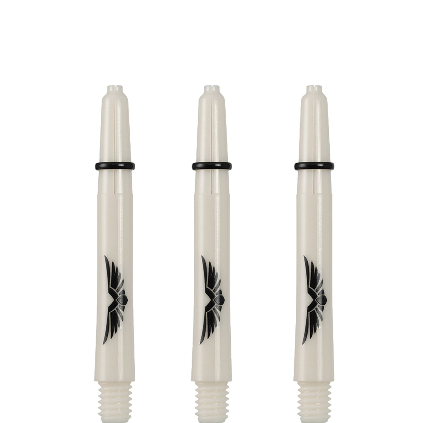 Shot Eagle Claw Dart Shafts - with Machined Rings - Strong Polycarbonate Stems - Bone White Short