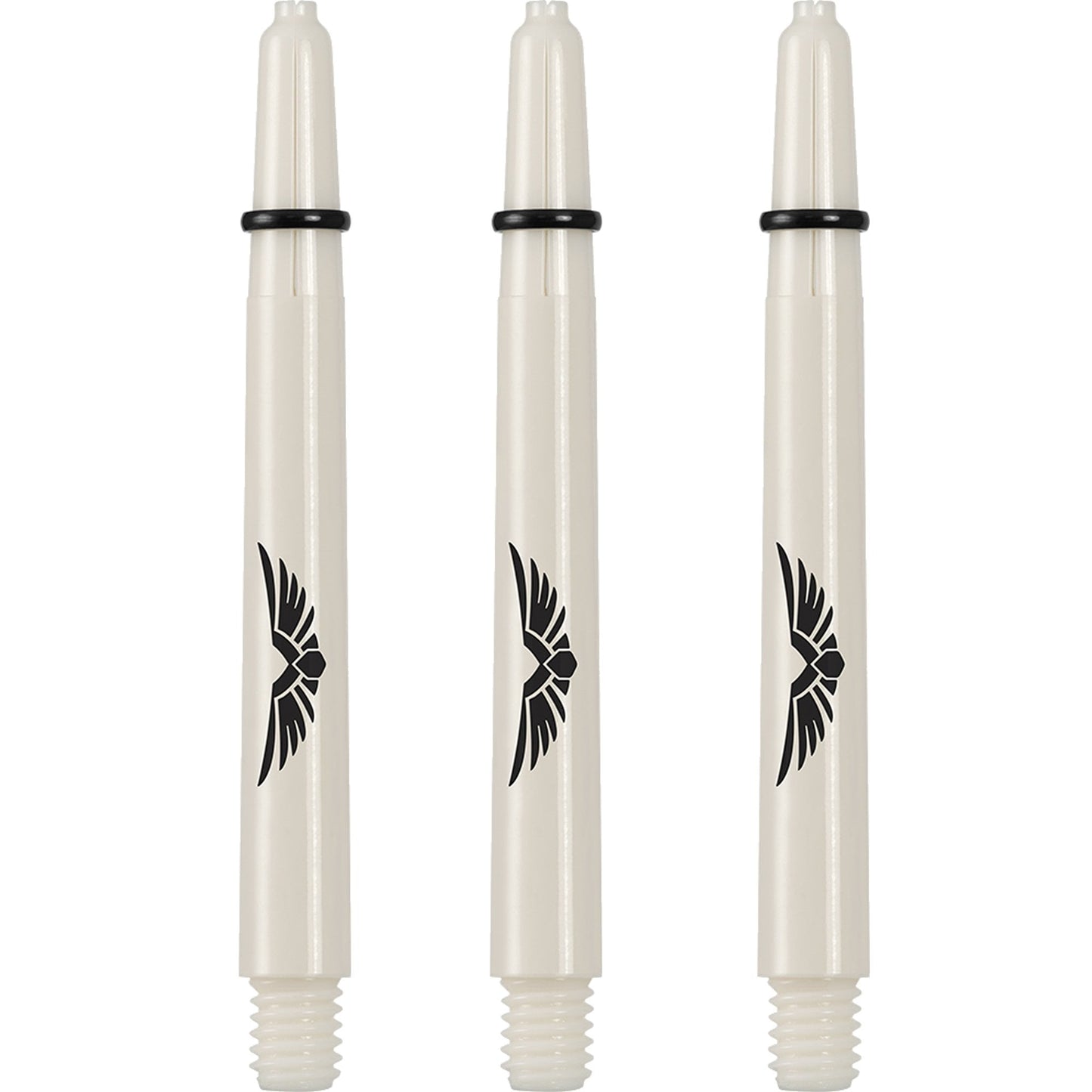 Shot Eagle Claw Dart Shafts - with Machined Rings - Strong Polycarbonate Stems - Bone White Medium