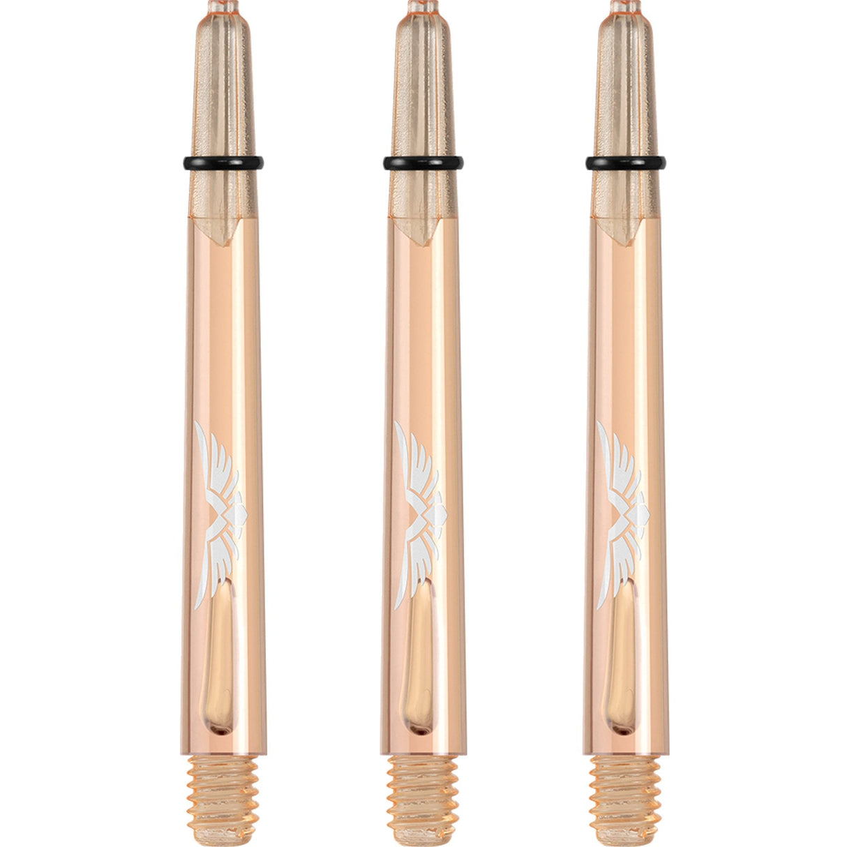 Shot Eagle Claw Dart Shafts - with Machined Rings - Strong Polycarbonate Stems - Copper Orange