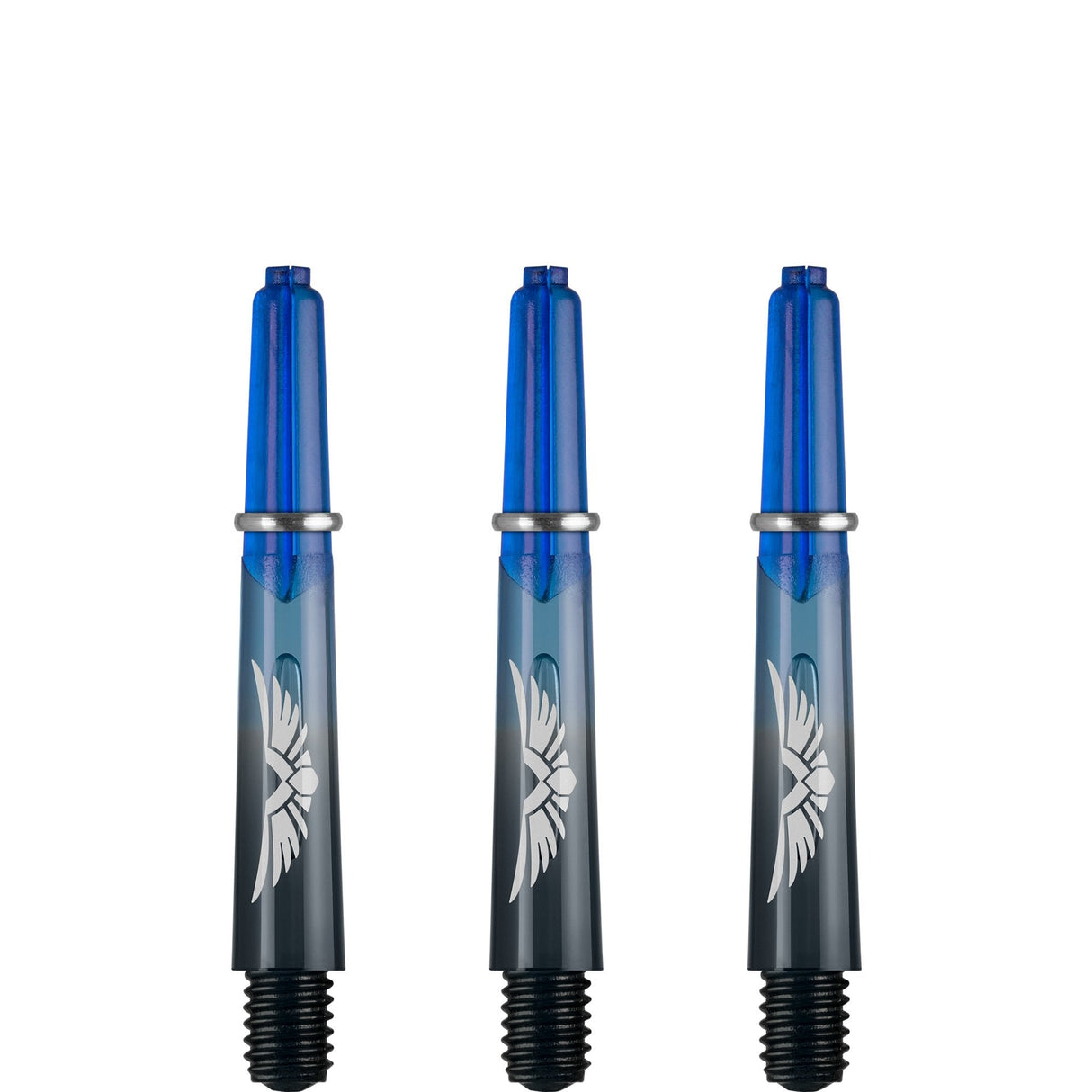 Shot Eagle Claw Dart Shafts - with Machined Rings - Strong Polycarbonate Stems - Black Blue Short
