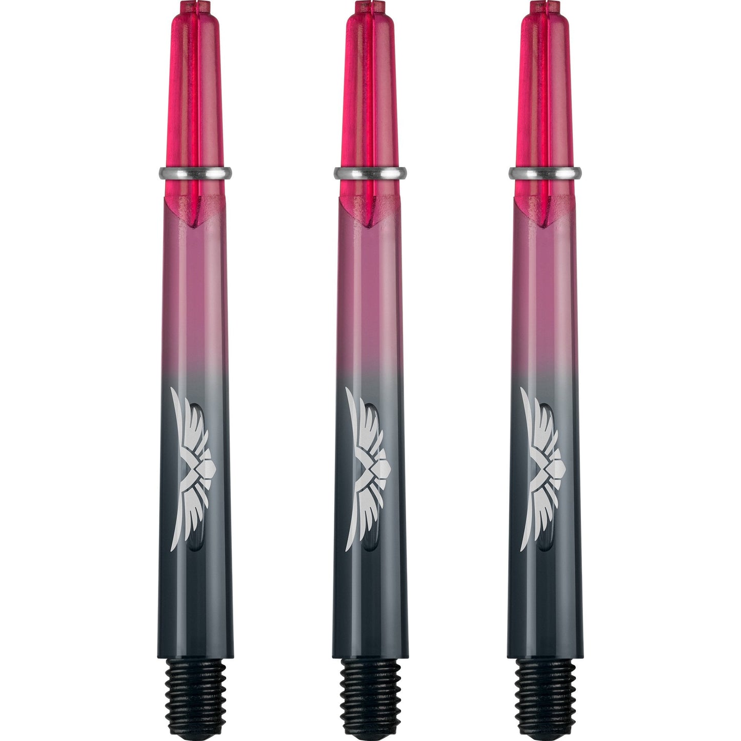 Shot Eagle Claw Dart Shafts - with Machined Rings - Strong Polycarbonate Stems - Black Red Medium