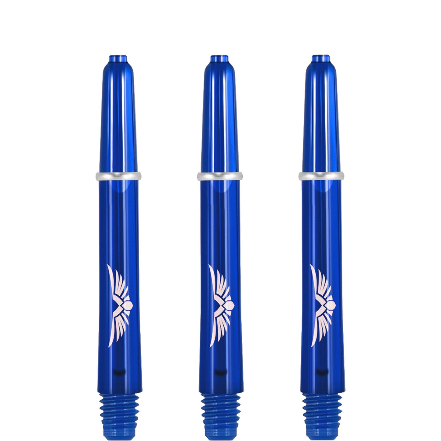 Shot Eagle Claw Dart Shafts - with Machined Rings - Strong Polycarbonate Stems - Blue Tweenie