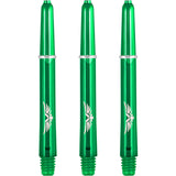 Shot Eagle Claw Dart Shafts - with Machined Rings - Strong Polycarbonate Stems - Green Medium