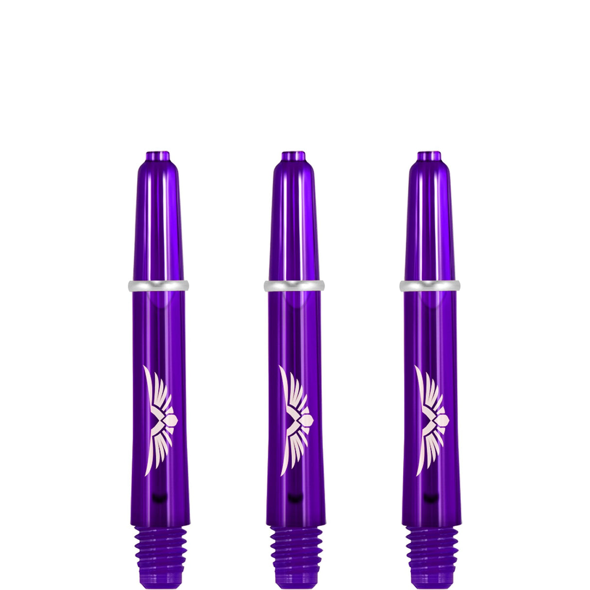 Shot Eagle Claw Dart Shafts - with Machined Rings - Strong Polycarbonate Stems - Purple Short