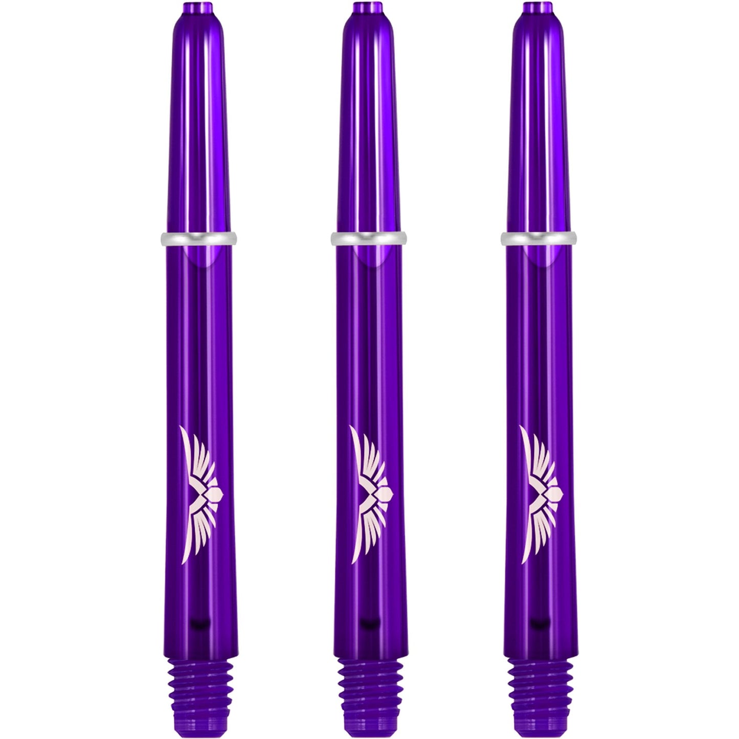 Shot Eagle Claw Dart Shafts - with Machined Rings - Strong Polycarbonate Stems - Purple Medium