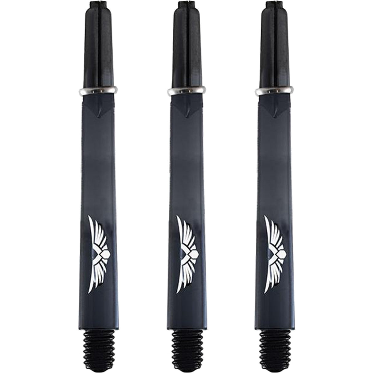 Shot Eagle Claw Dart Shafts - with Machined Rings - Strong Polycarbonate Stems - Clear Black Medium