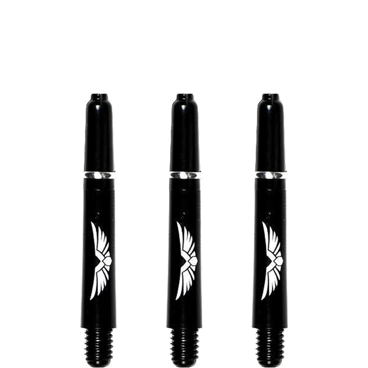 Shot Eagle Claw Dart Shafts - with Machined Rings - Strong Polycarbonate Stems - Black Short