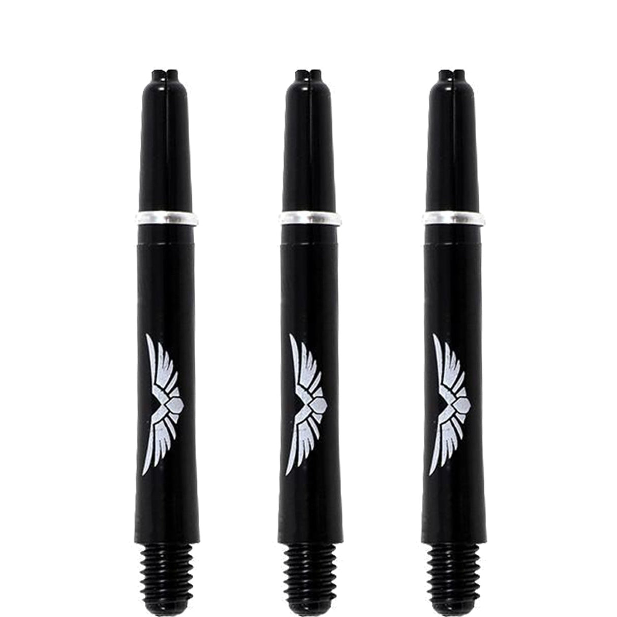 Shot Eagle Claw Dart Shafts - with Machined Rings - Strong Polycarbonate Stems - Black Tweenie