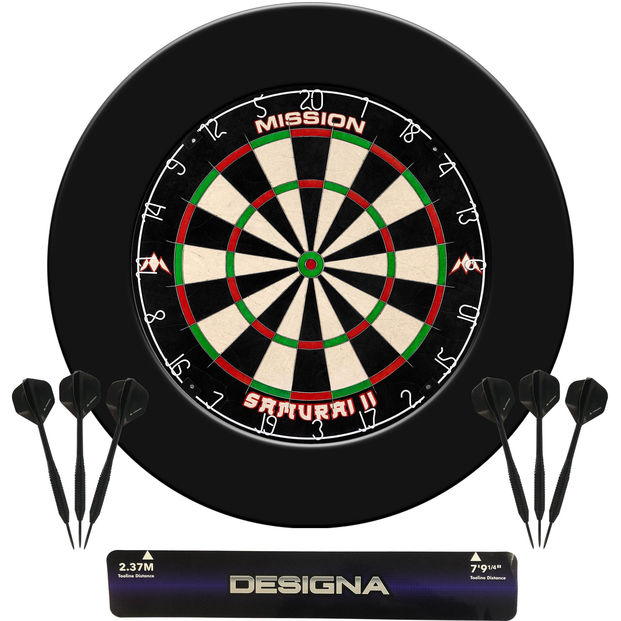 Dartboard Set: Mission Samurai II Dartboard + Pro Surround + Throwline