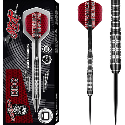 Shot Pro Series Darts - Steel Tip Tungsten - Jason Watt - Notorious BDG 22g