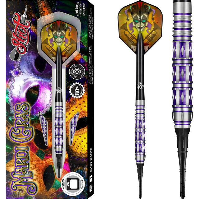 *Shot Americana Darts Soft Tip Tungsten Mardi Gras 18g