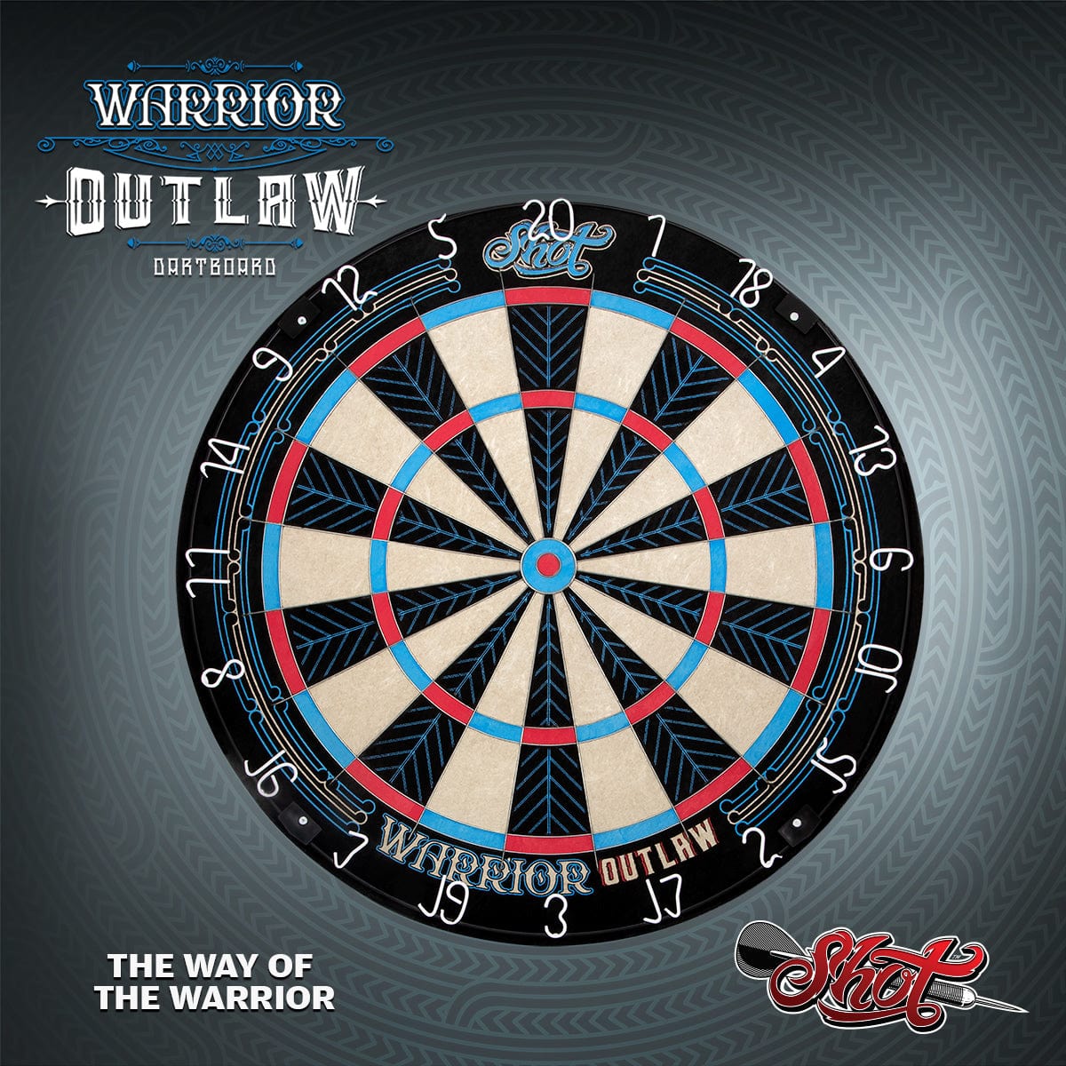 Shot Warrior Outlaw Dartboard - Professional Level - Tournament Size