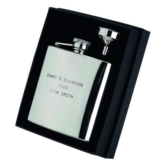 Stainless Steel Hip Flask - Captive Top - in Presentation Box - 6oz