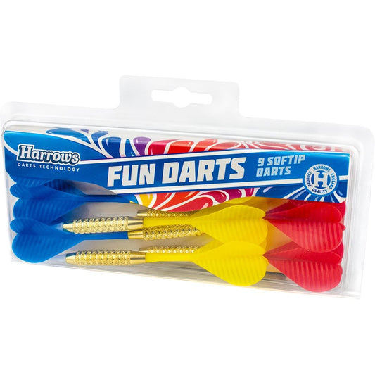 Harrows Fun Darts - 3 Sets of Colour Coded Pub Darts - Soft Tip