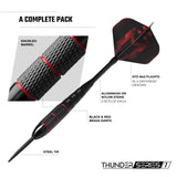 Darts Corner - Thunder Series 1 - Steel Tip Brass - 2 Sets Darts - M1 - Black & Red - 22g 22g