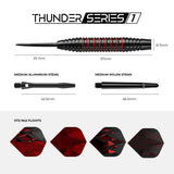 Darts Corner - Thunder Series 1 - Steel Tip Brass - 2 Sets Darts - M3 - Black & Red - 23g 23g