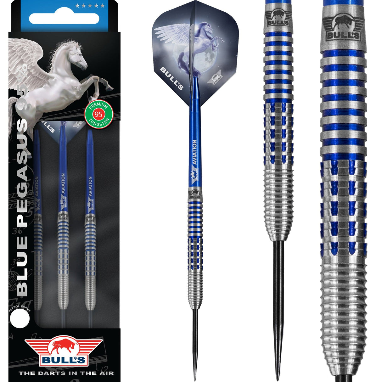 Bulls Blue Pegasus Darts - Steel Tip - 95% - Style A 22g