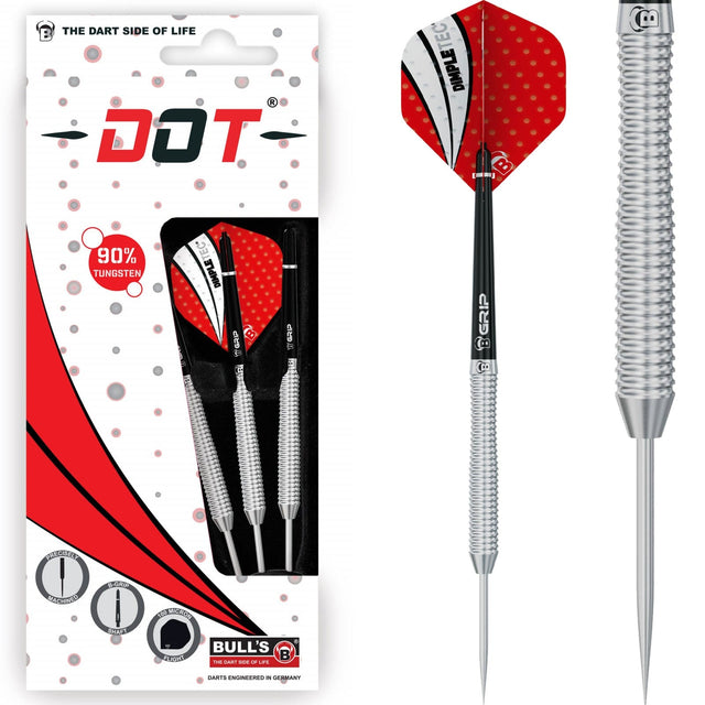 BULL'S Dot D2 Darts - Steel Tip - 90% Tungsten - Full Ring 22g