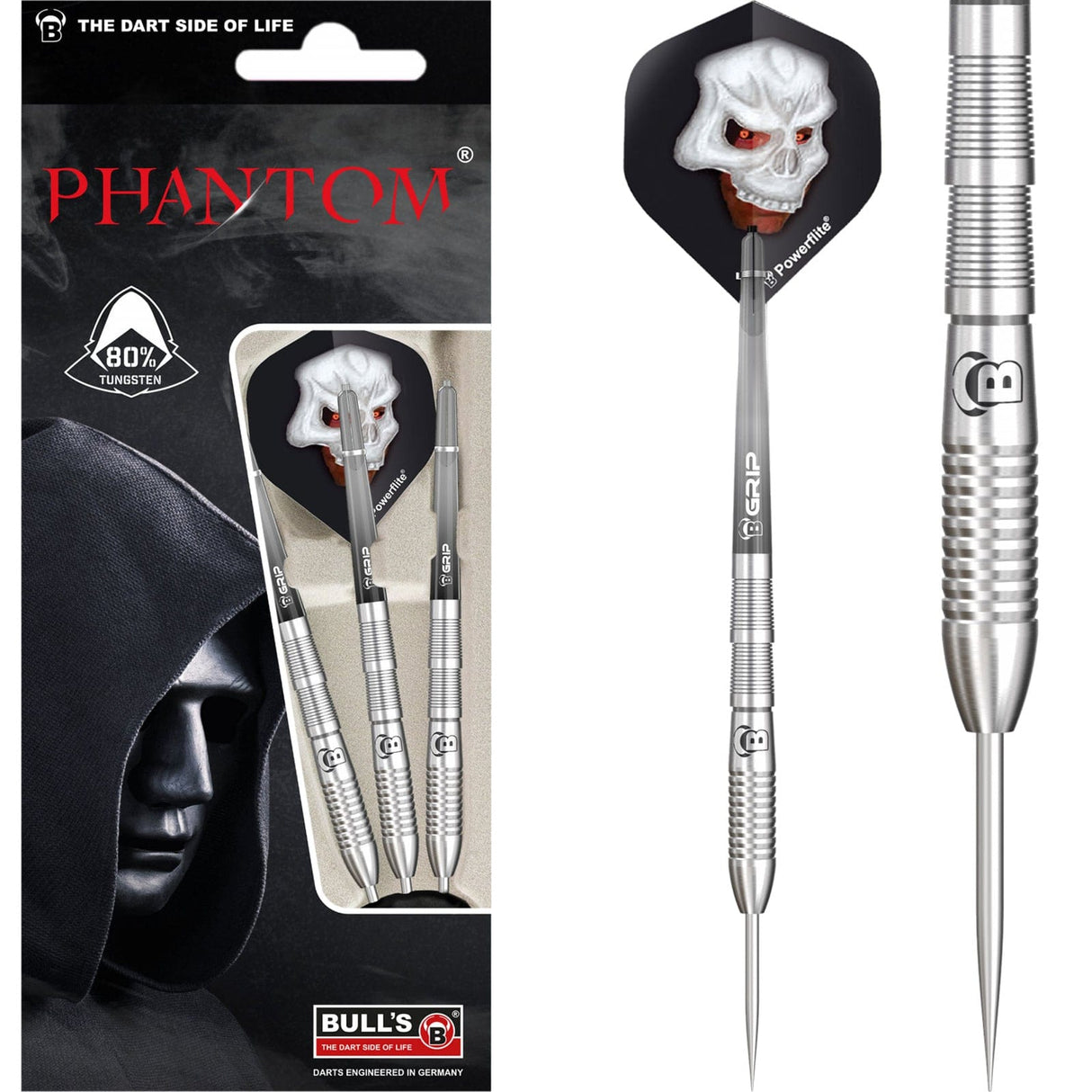 BULL'S Phantom PT4 Darts - Steel Tip - 80% Tungsten - Front Bomb 22g