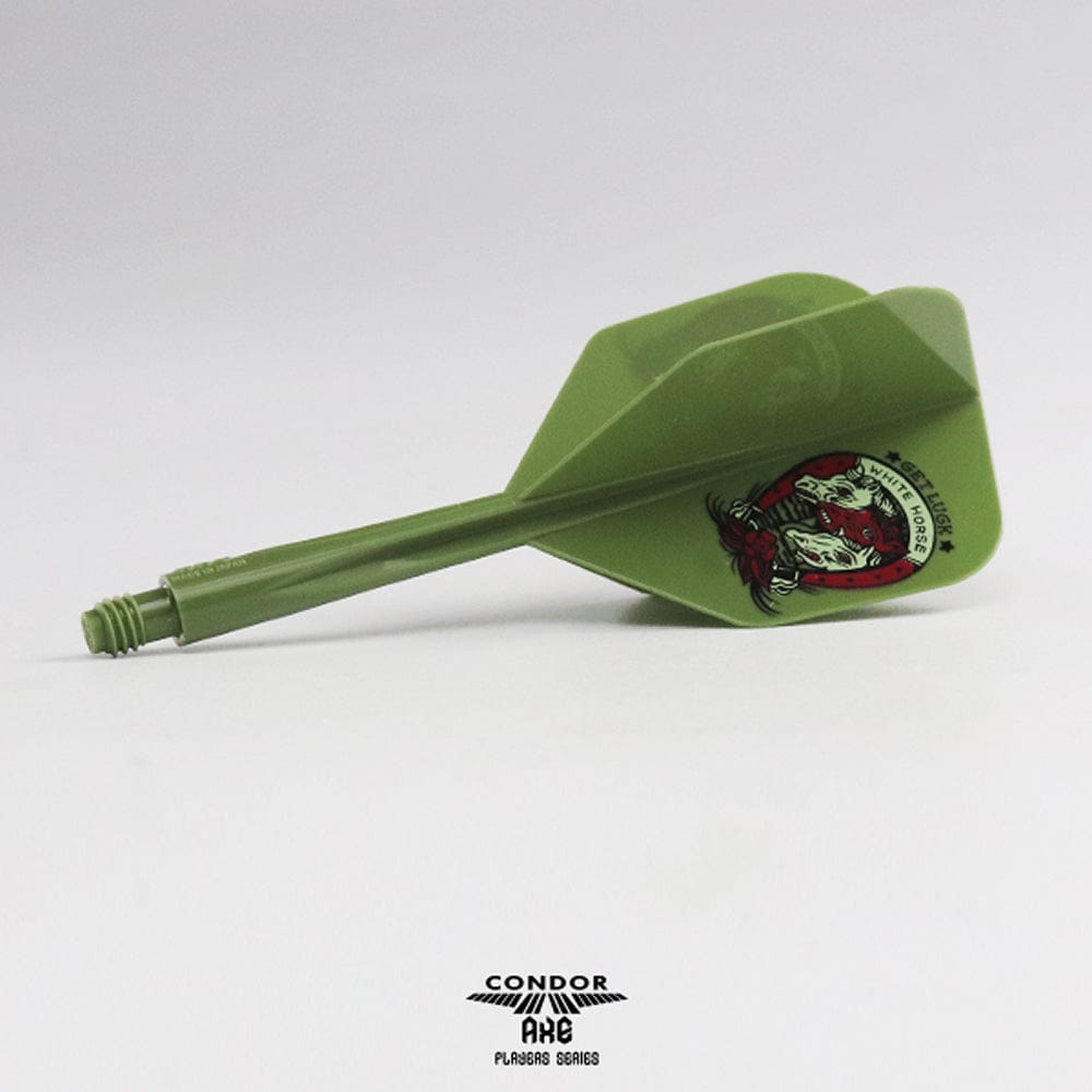 *Condor AXE Dart Flights Get Luck Horseshoe Small Olive Green