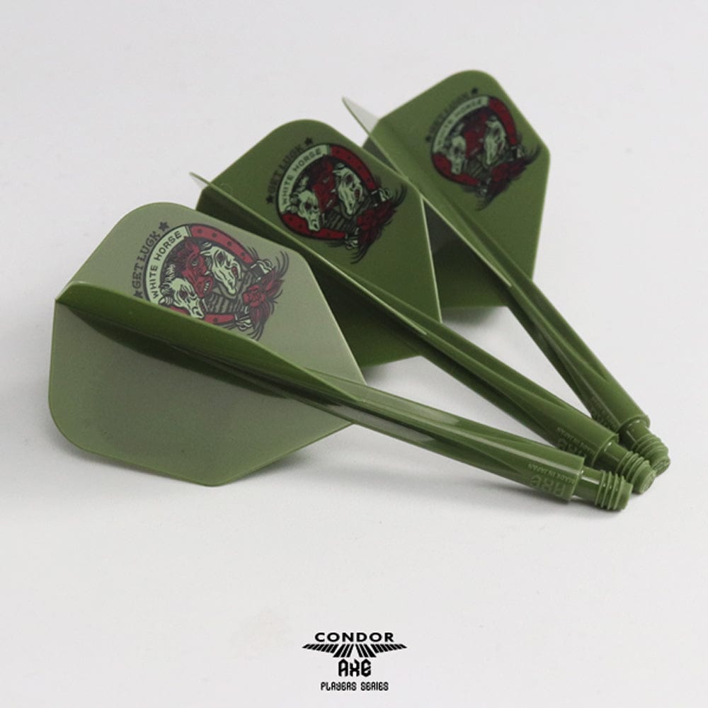 *Condor AXE Dart Flights Get Luck Horseshoe Small Olive Green