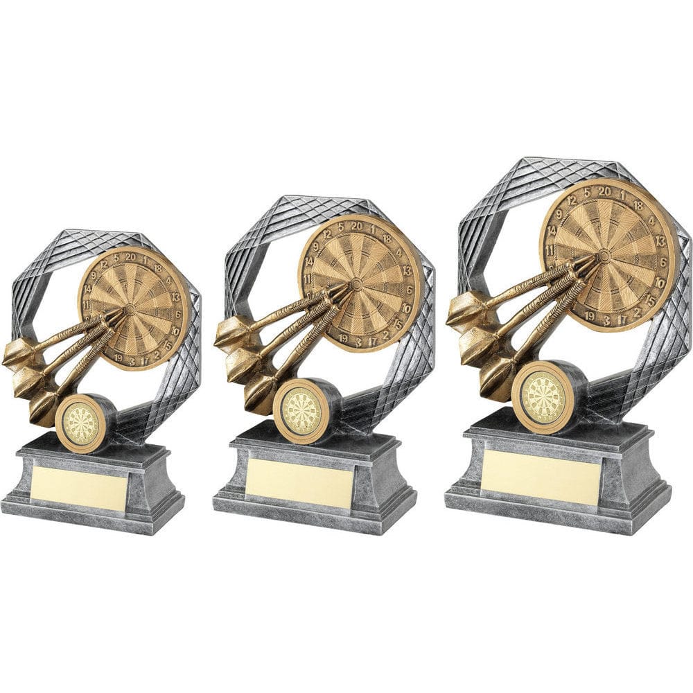 Darts Octagon Series Darts Trophy - Bronze-Gold-Pewter - 3 Sizes