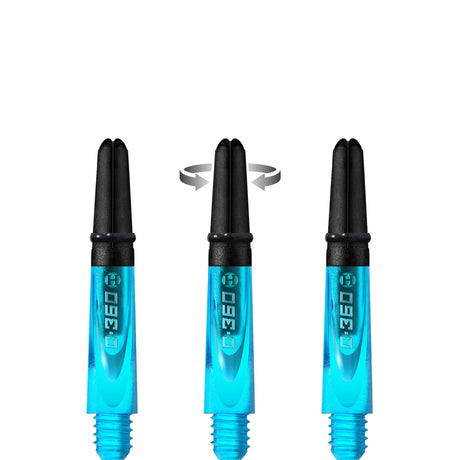 Harrows Carbon 360 Shafts - Polycarbonate Dart Stems with Carbon Top - Aqua Blue