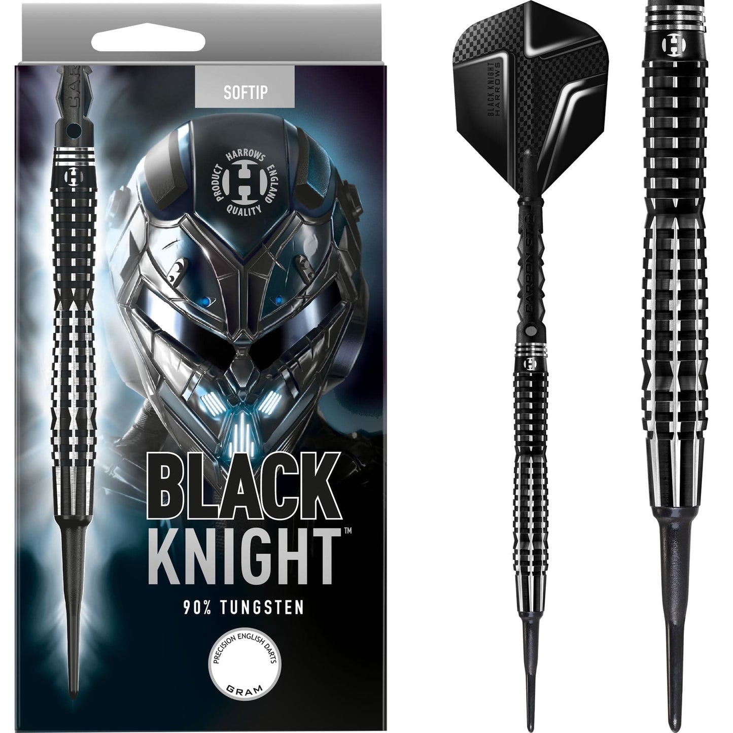 Harrows Black Knight Darts - Soft Tip - Black & Silver 18g
