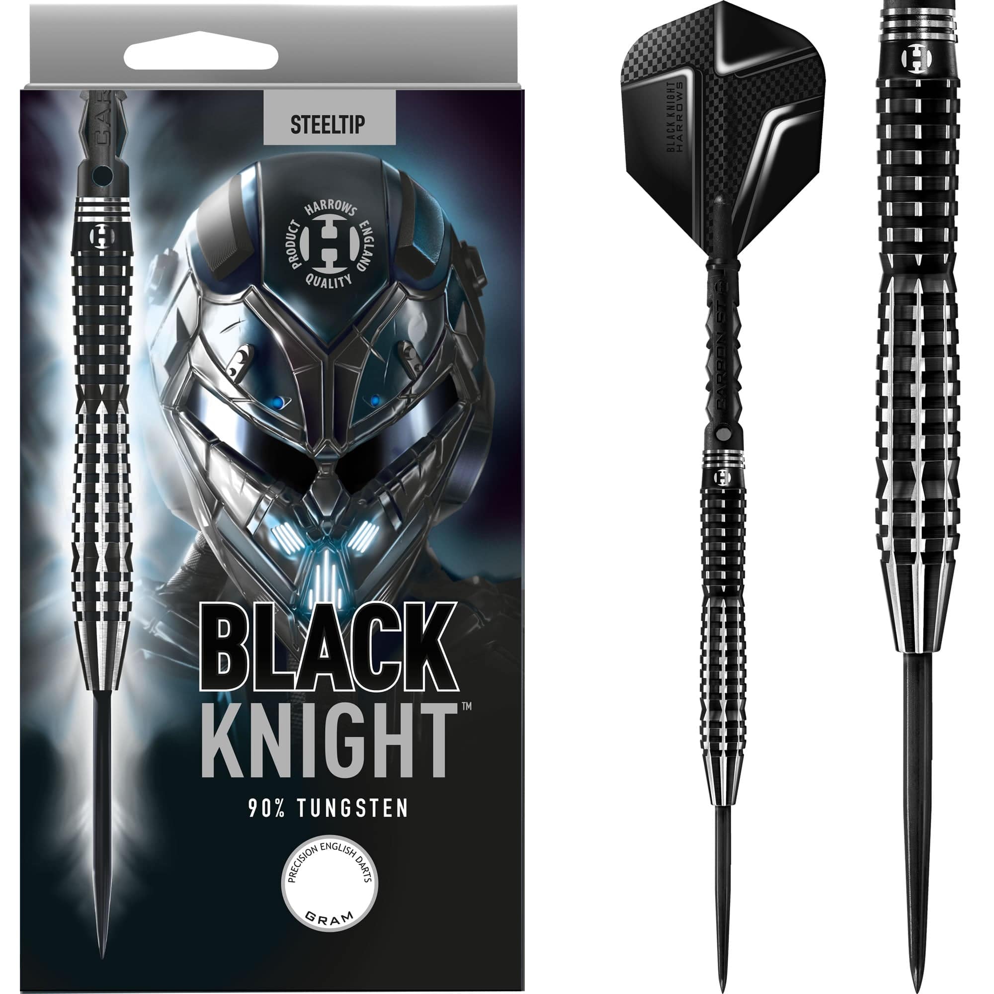 Harrows Black Knight Darts - Steel Tip - Black & Silver