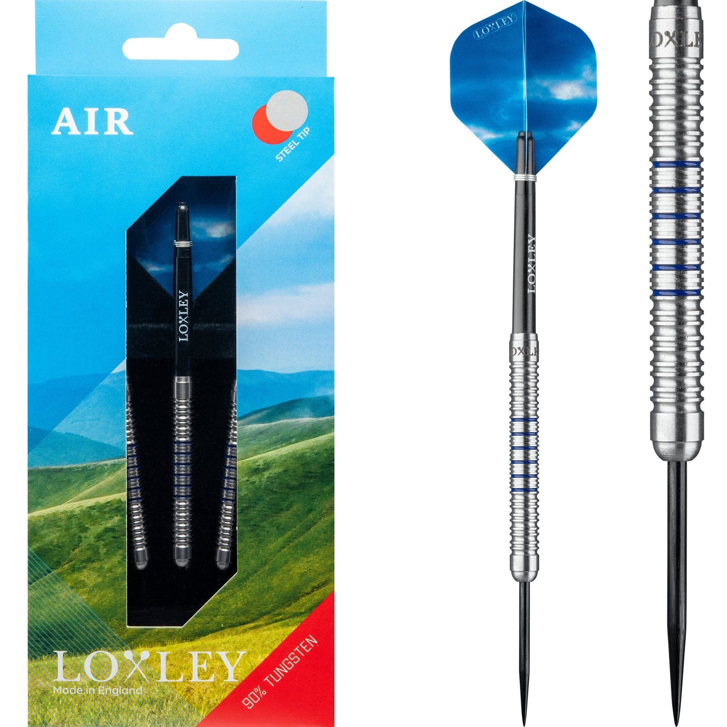 Loxley Air Darts - Steel Tip - Natural - Blue Rings 22g