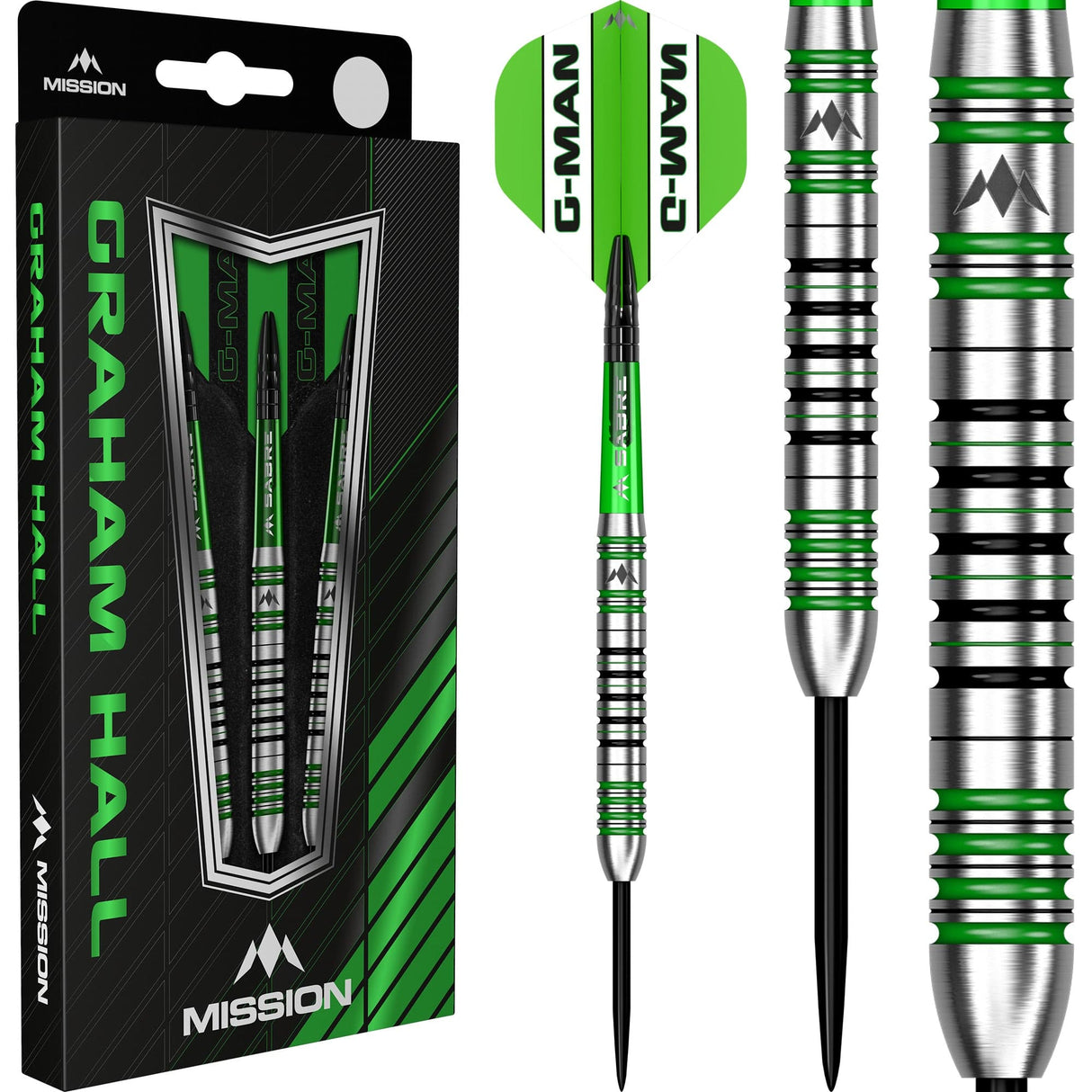 Mission Graham Hall Darts - Steel Tip - 90% - Black & Green